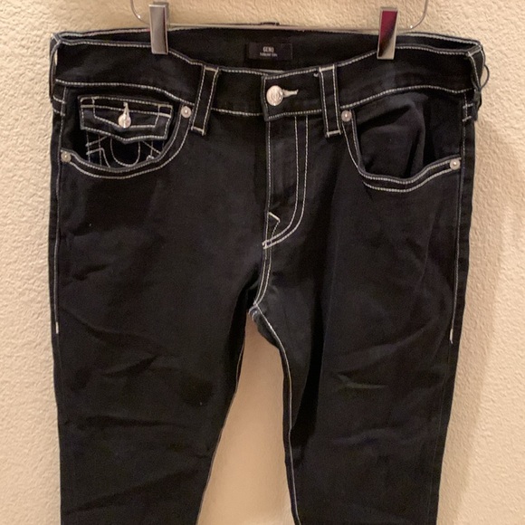 Men’s True Religion GENO SLIM JEAN Black Relaxed Straight Jeans - Picture 3 of 15